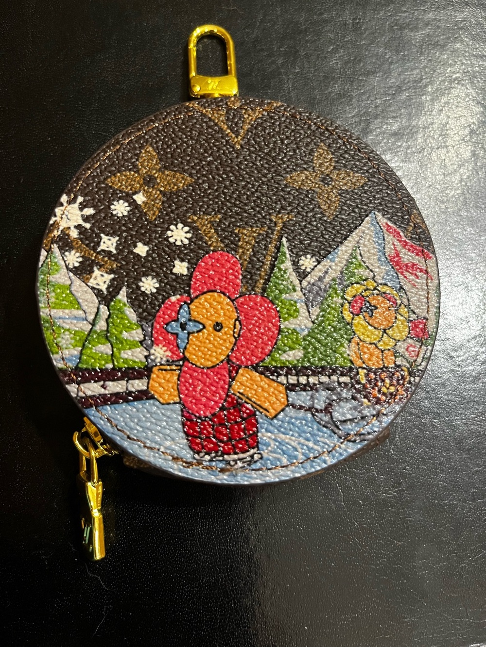 Louis. Vuitton. Vivienne. Limited Edition Holiday Ice Skating Round Zipper Pouch - Picture 3 of 8